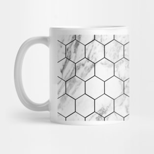 White marble with black geometric beehive Mug